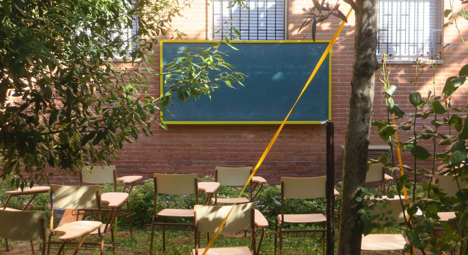 A classroom in a playground.