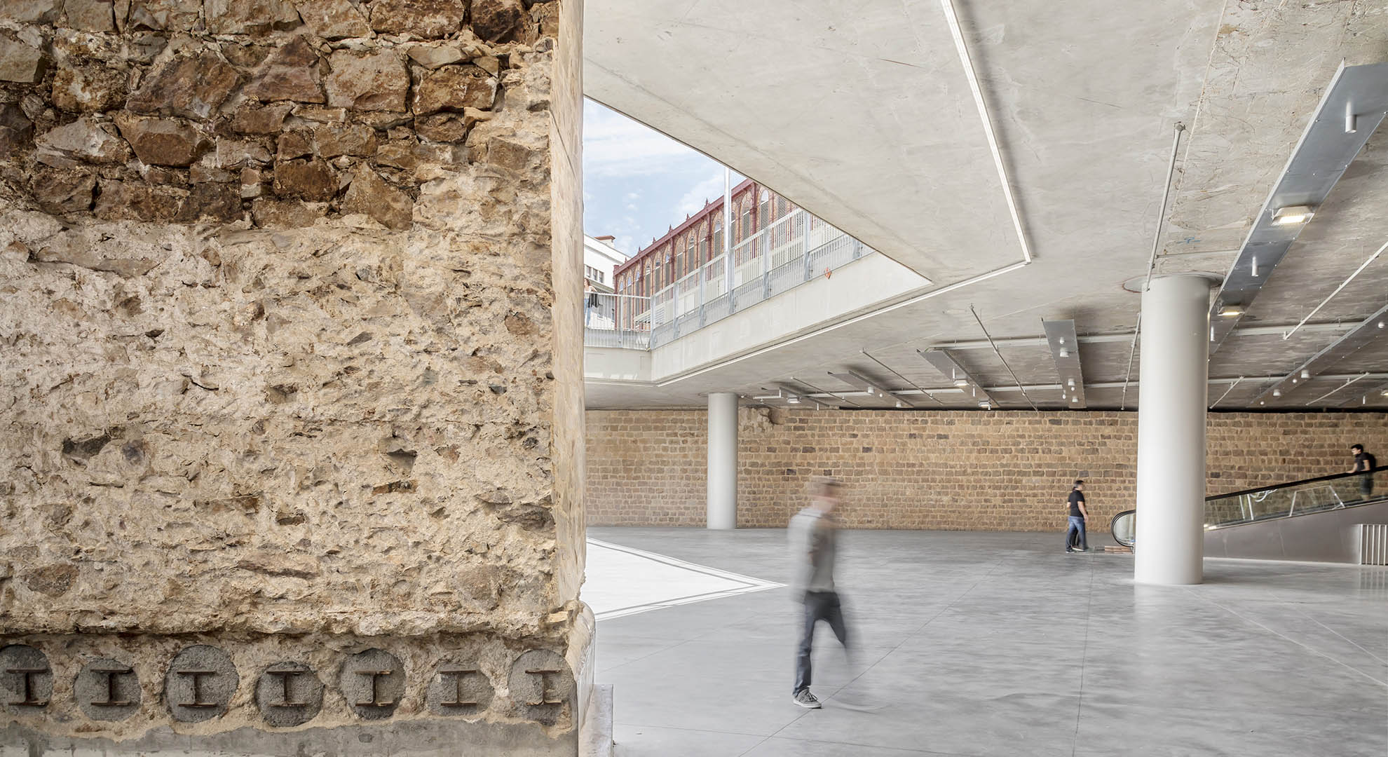 Mercat de Sant Antoni in Barcelona, Spain. Its refurbishment unveiled archaeological remains of old walls. Image Adrià Goula