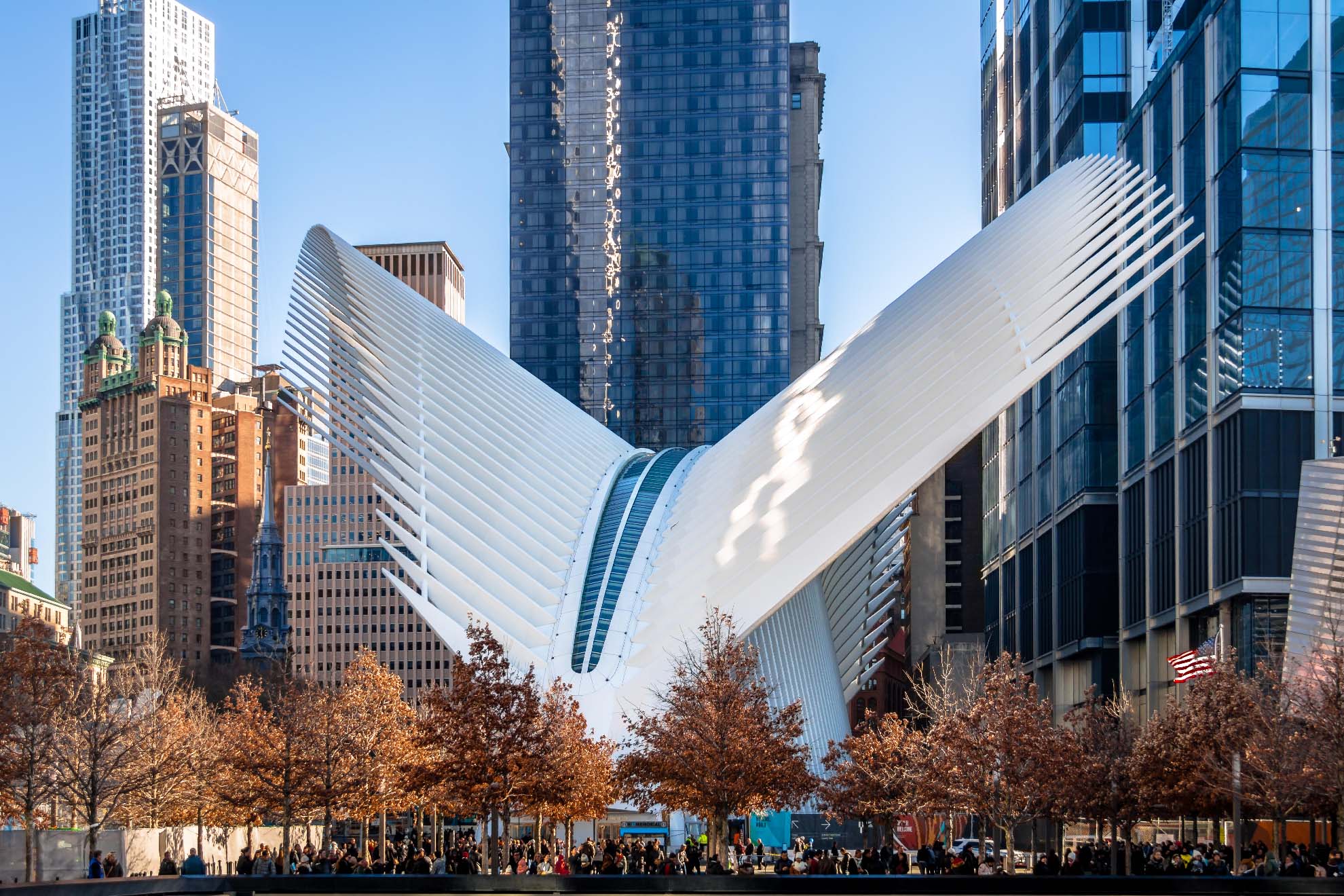 Intercambiador de transportes en el World Trade Center de Nueva York, un proyecto de Santiago Calatrava. Imagen: Alamy stock photo