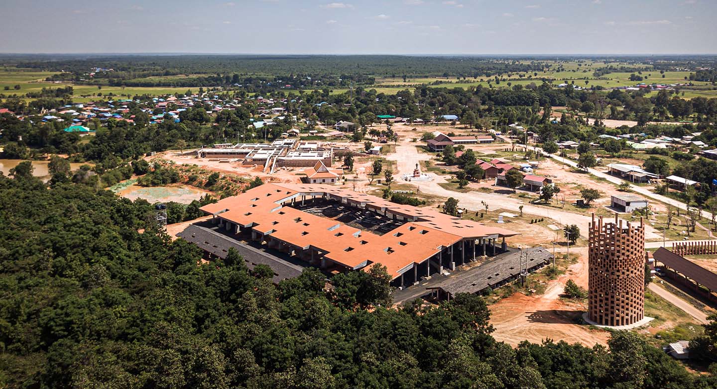 Aerial view of a living space with the elephants.