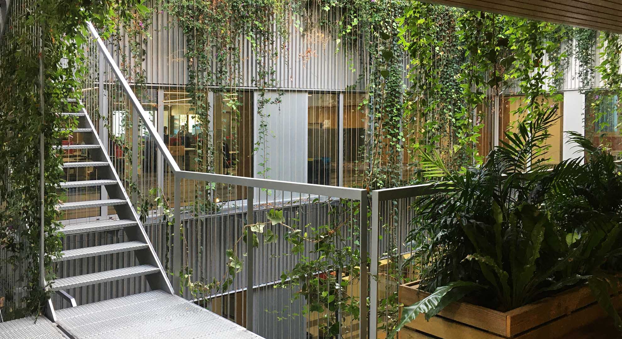 En este edificio se ahorra energía para cuidar el medio ambiente.