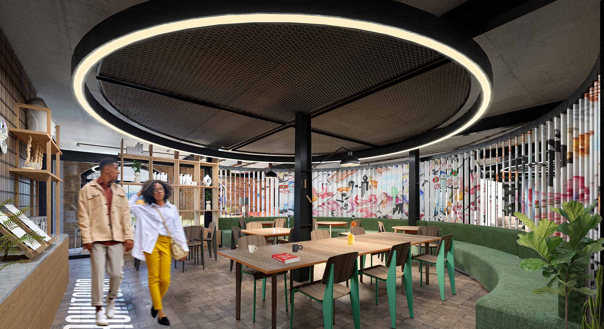 Office design contemplates interrelation spaces.