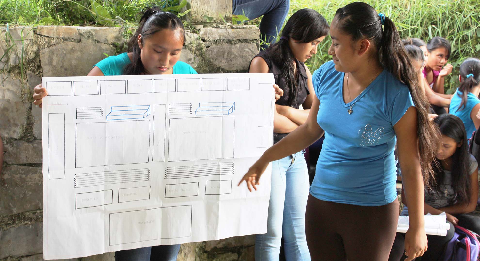 students doing a participatory design of social housing architecture