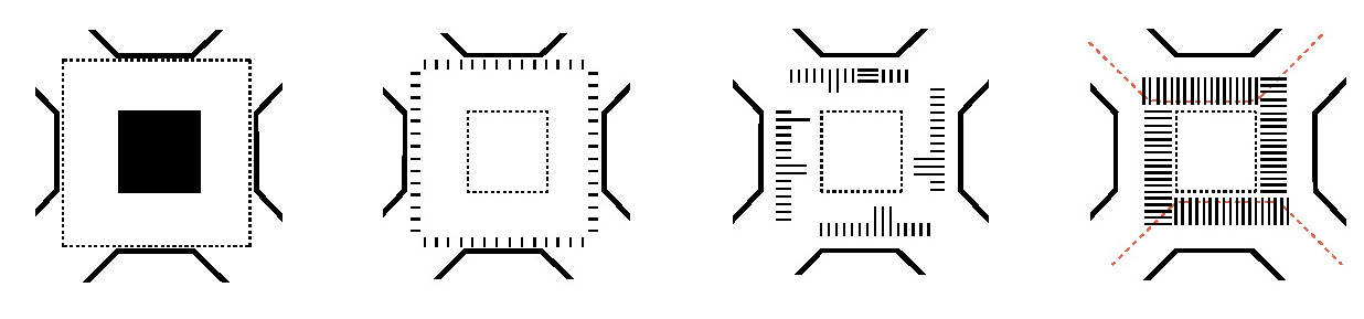 Esquema de evolución de un espacio público hacia un diseño urbano abierto