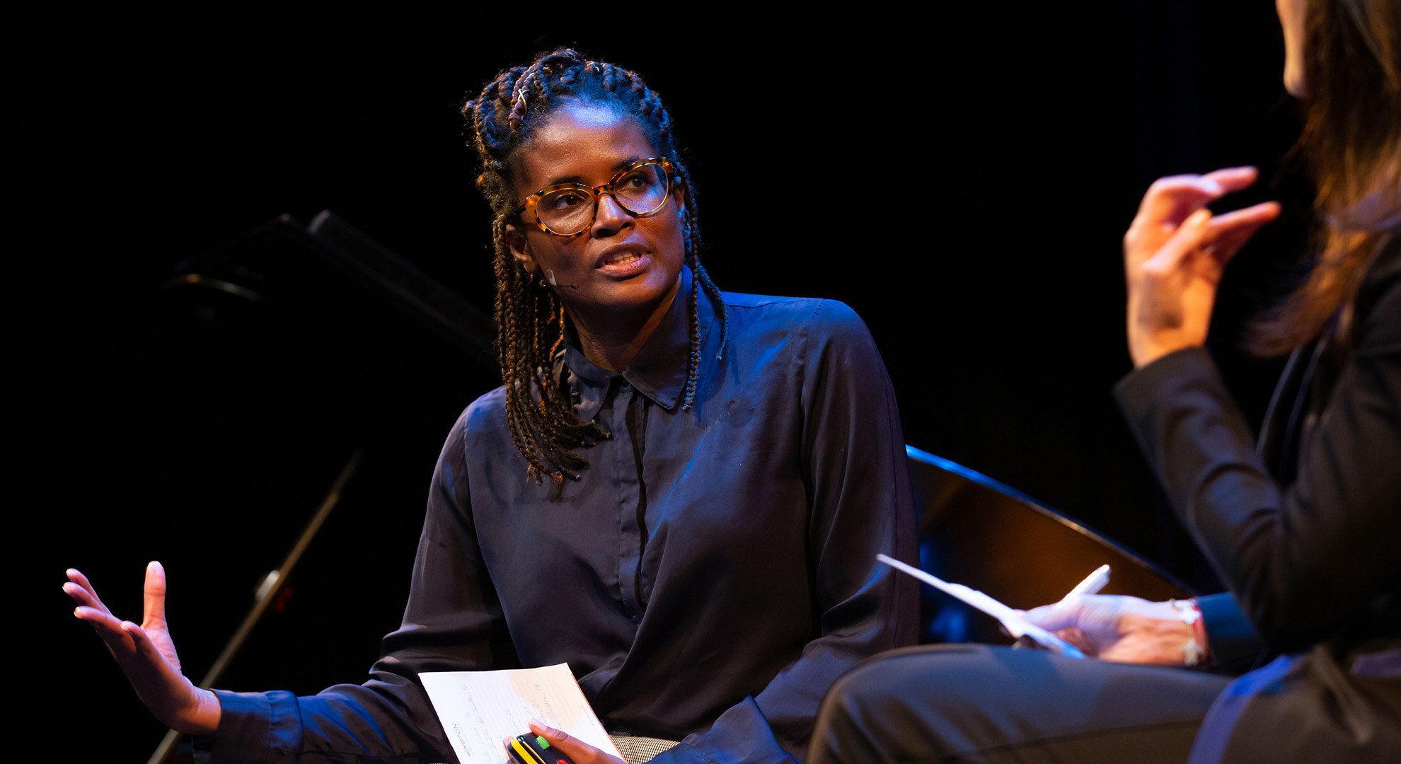 The author Djamila Ribeiro at the Prince Claus Fund Award in the Netherlands, 2019. Image Maarten van Haaff, courtesy of Djamila Ribeiro for Brazil, the untold story