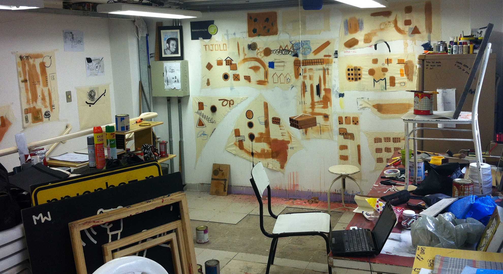 Maxwell Alexandre’s studio, 2017. Image private archive, courtesy of Maxwell Alexandre Studio for Brazil, the untold story.