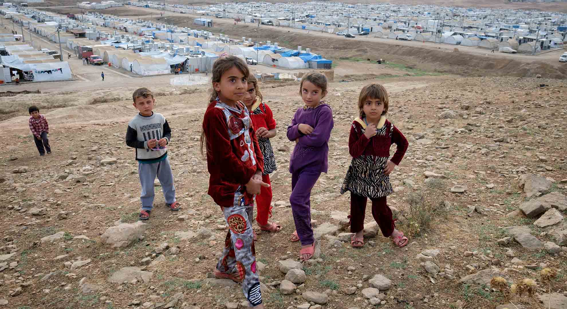 Refugee children at the Northern Iraq-Kurdish Border. Alamy stock photo