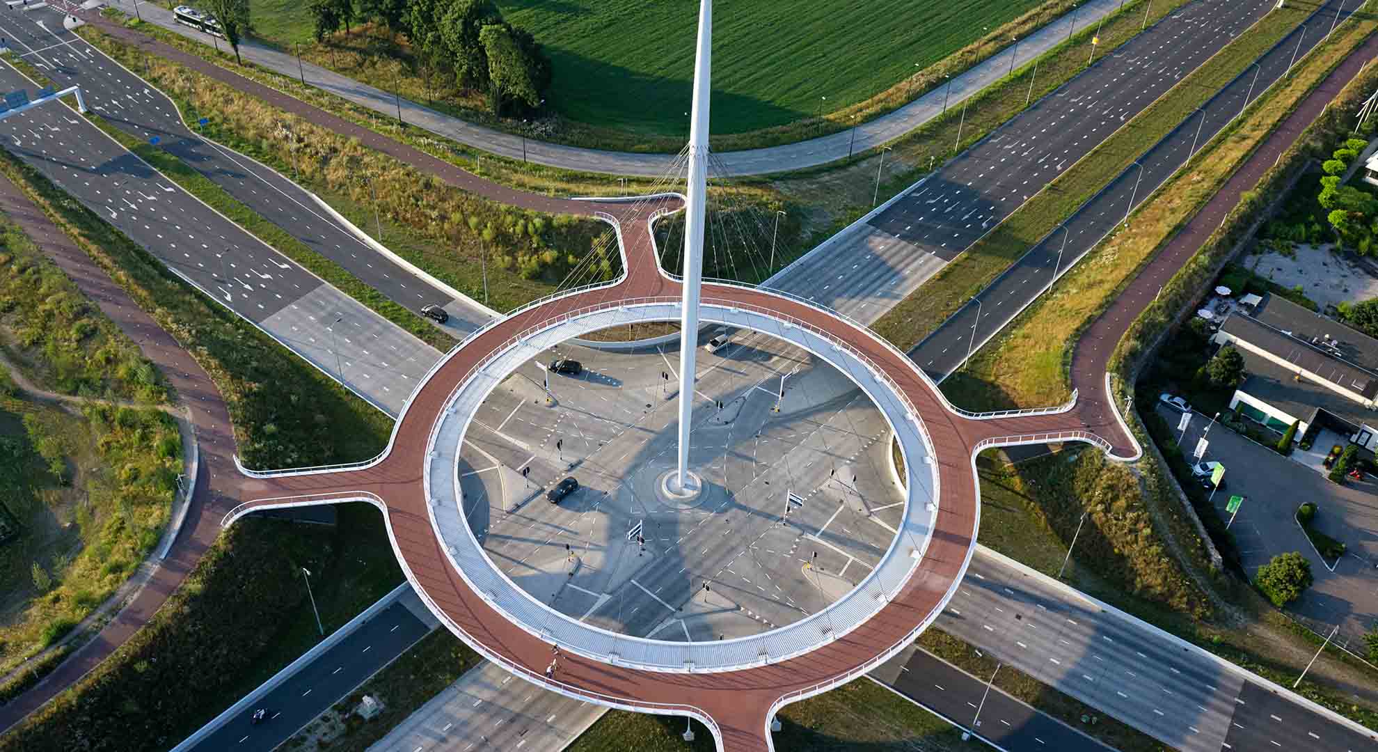 The Hovenring Suspended bicycle roundabout, by ipv Delft Design Agency. Image by Delft Henk Snaterse