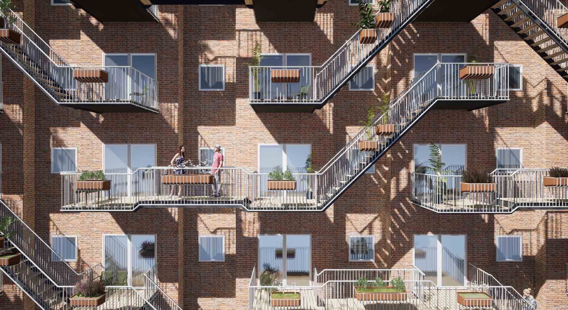 Balcones sociales de Edwin Van Cappelbeen. Imagen cortesía del diseñador.