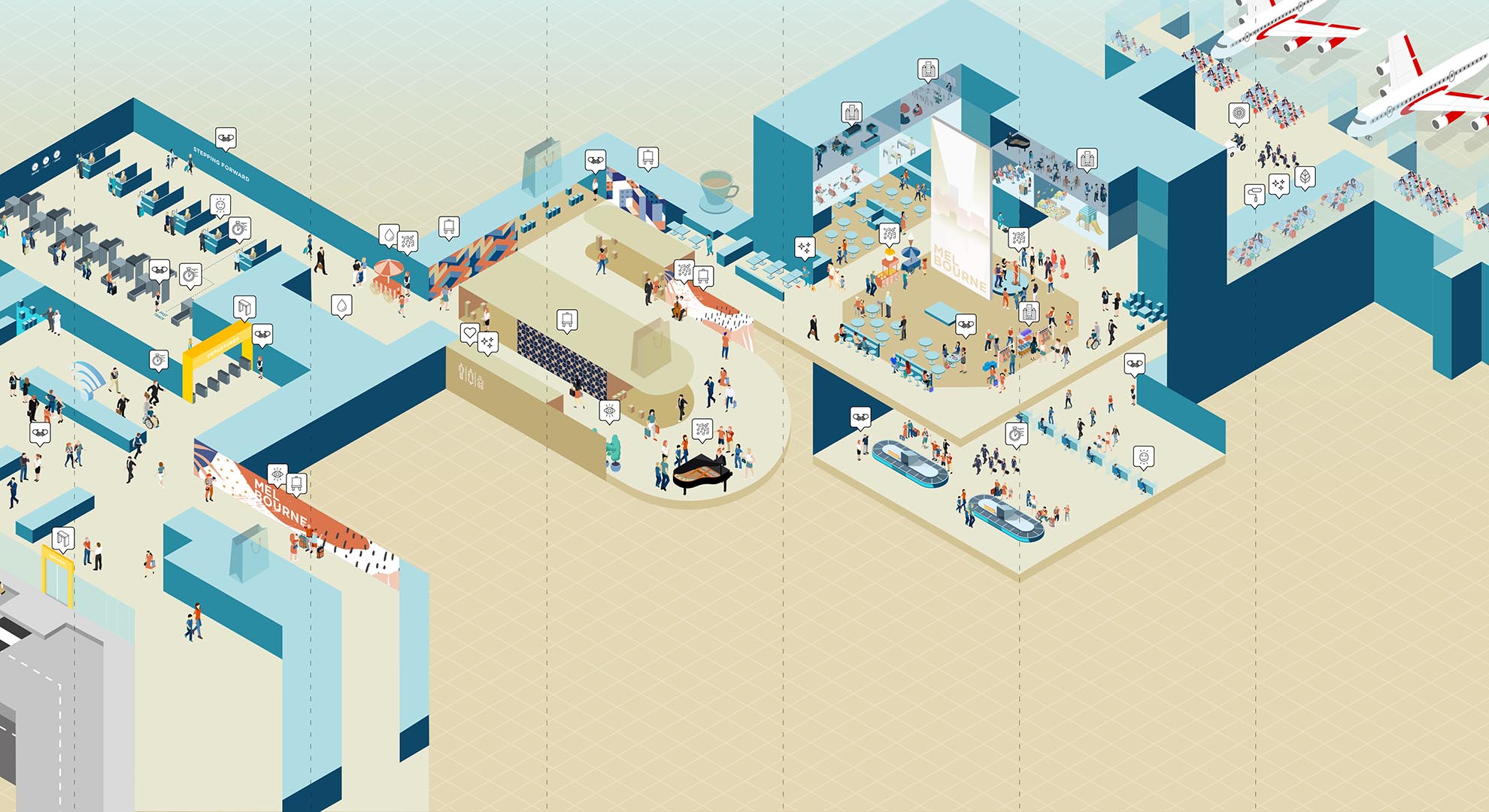 Experience Masterplan for Melbourne Airport. Image FreeState